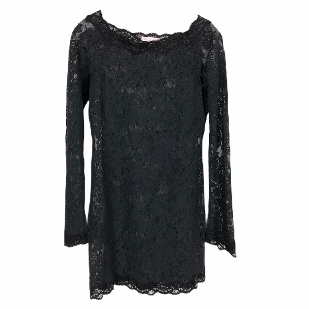 Victoria’s Secret Black Sheer Lace Slip Dress